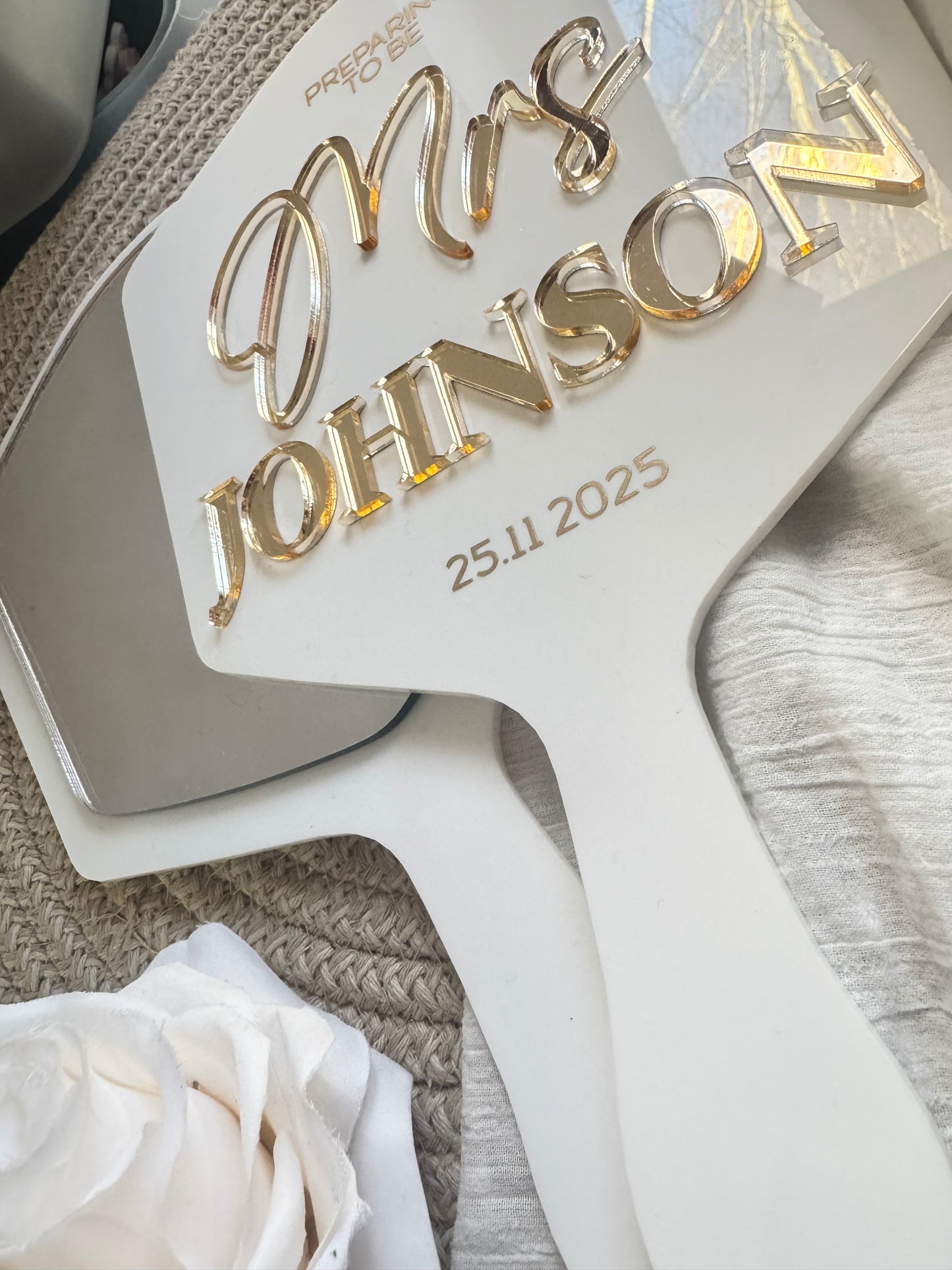 Personalised Bridal Mirror handheld