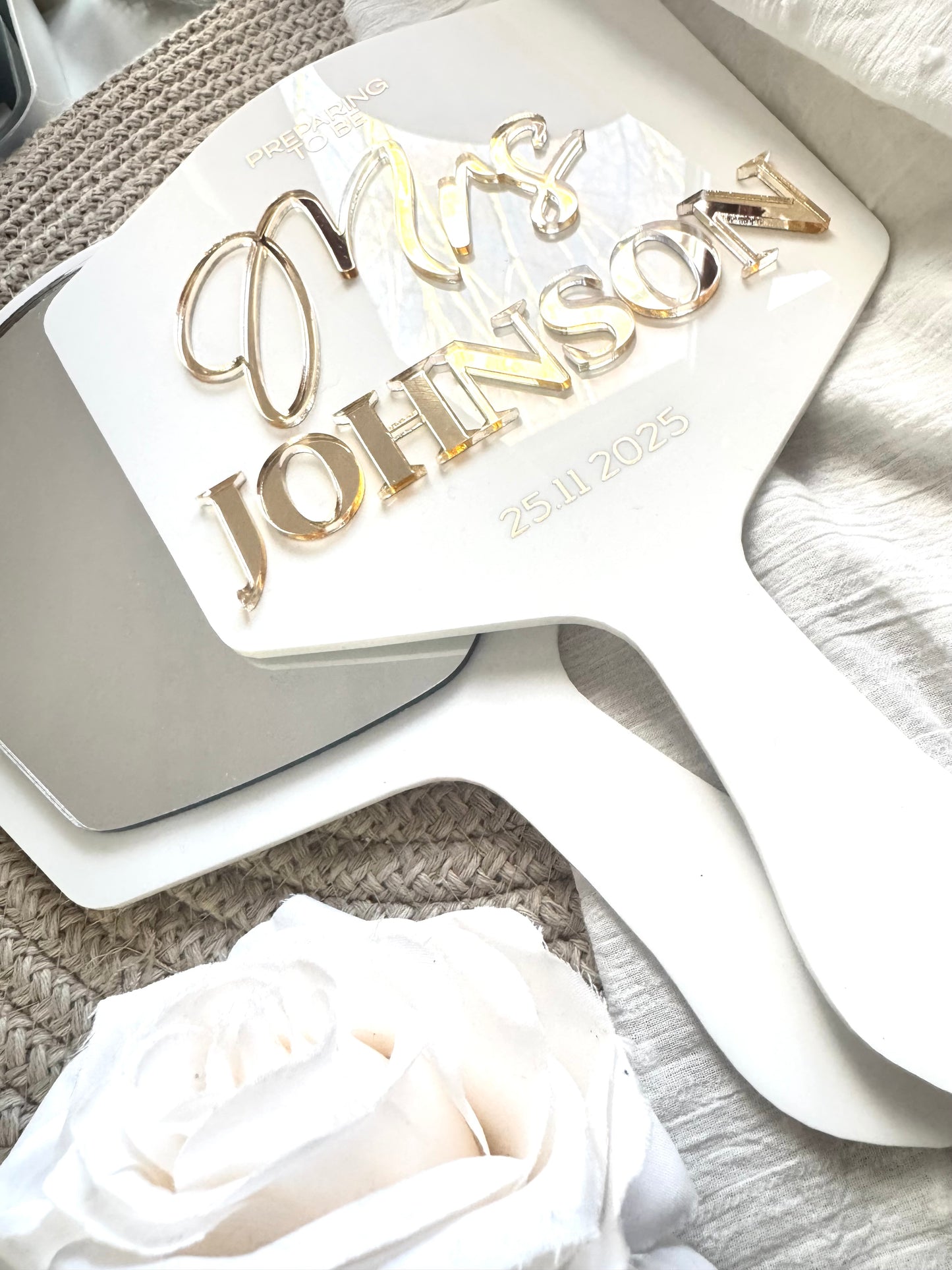 Personalised Bridal Mirror handheld
