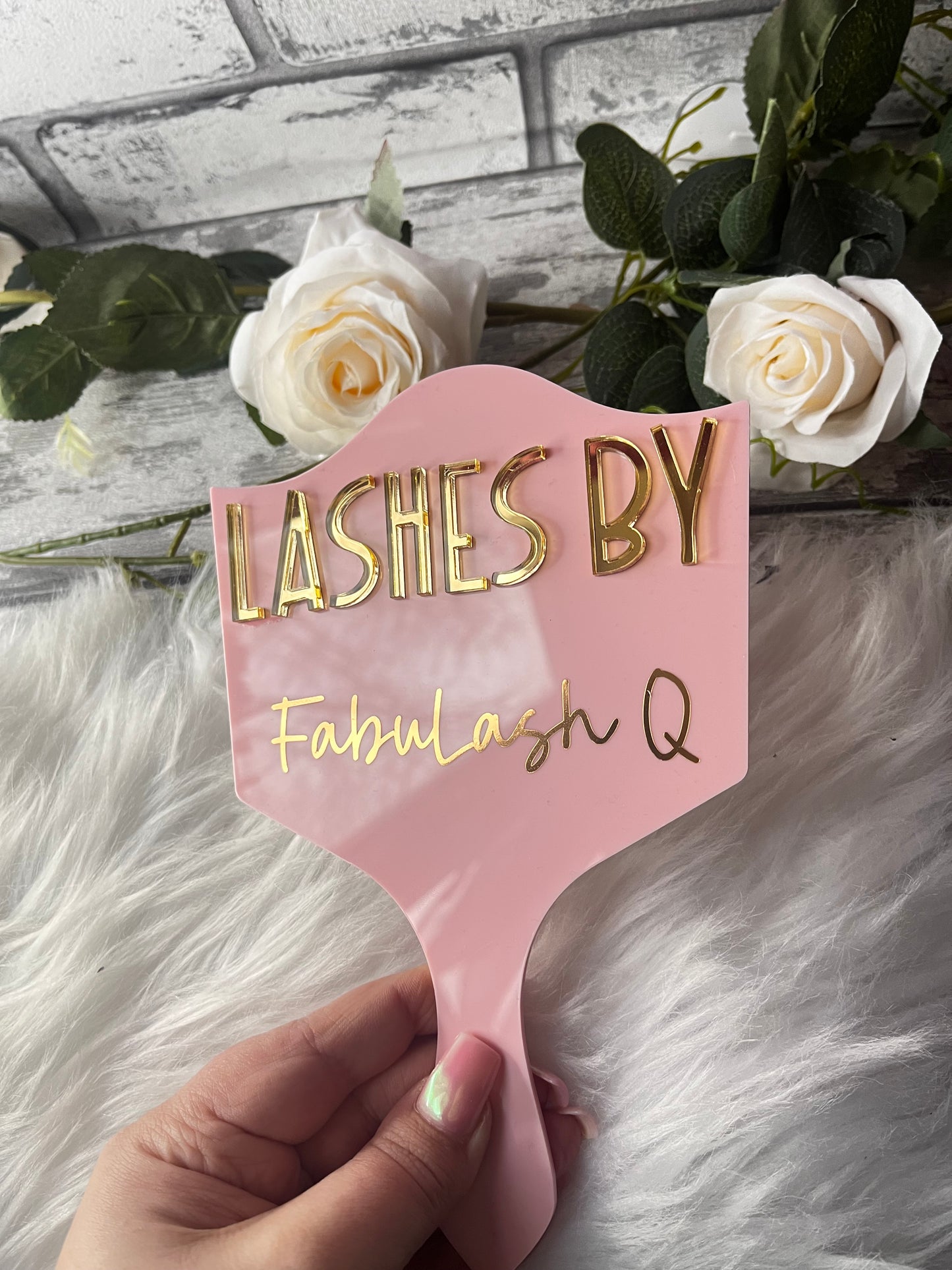Lash technician lash prop and mirror, for photo taking and social media.