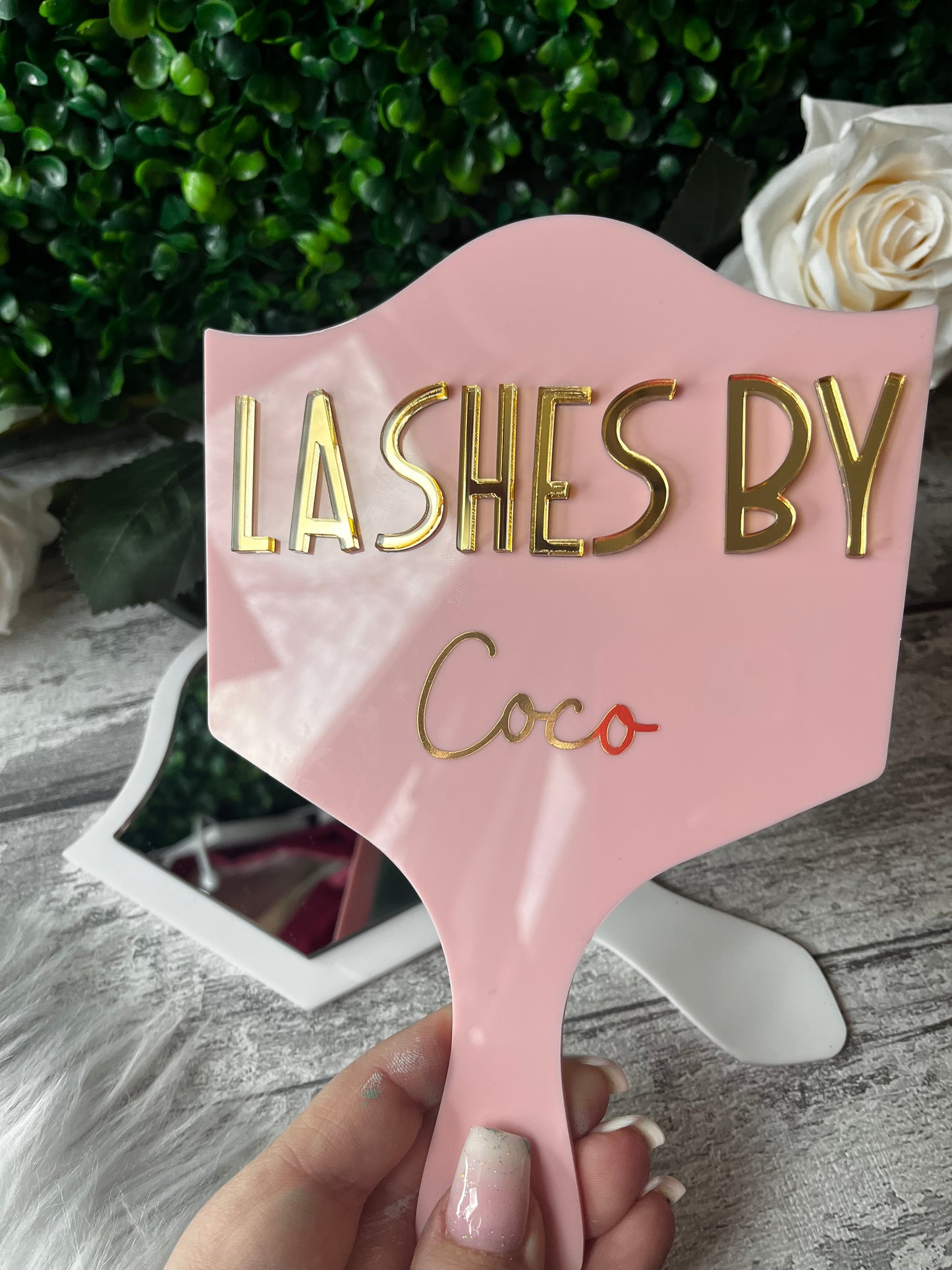 Lash technician lash prop and mirror, for photo taking and social media.