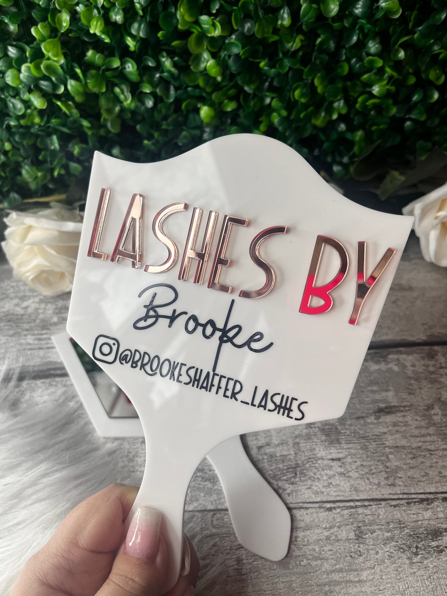 Lash technician lash prop and mirror, for photo taking and social media.