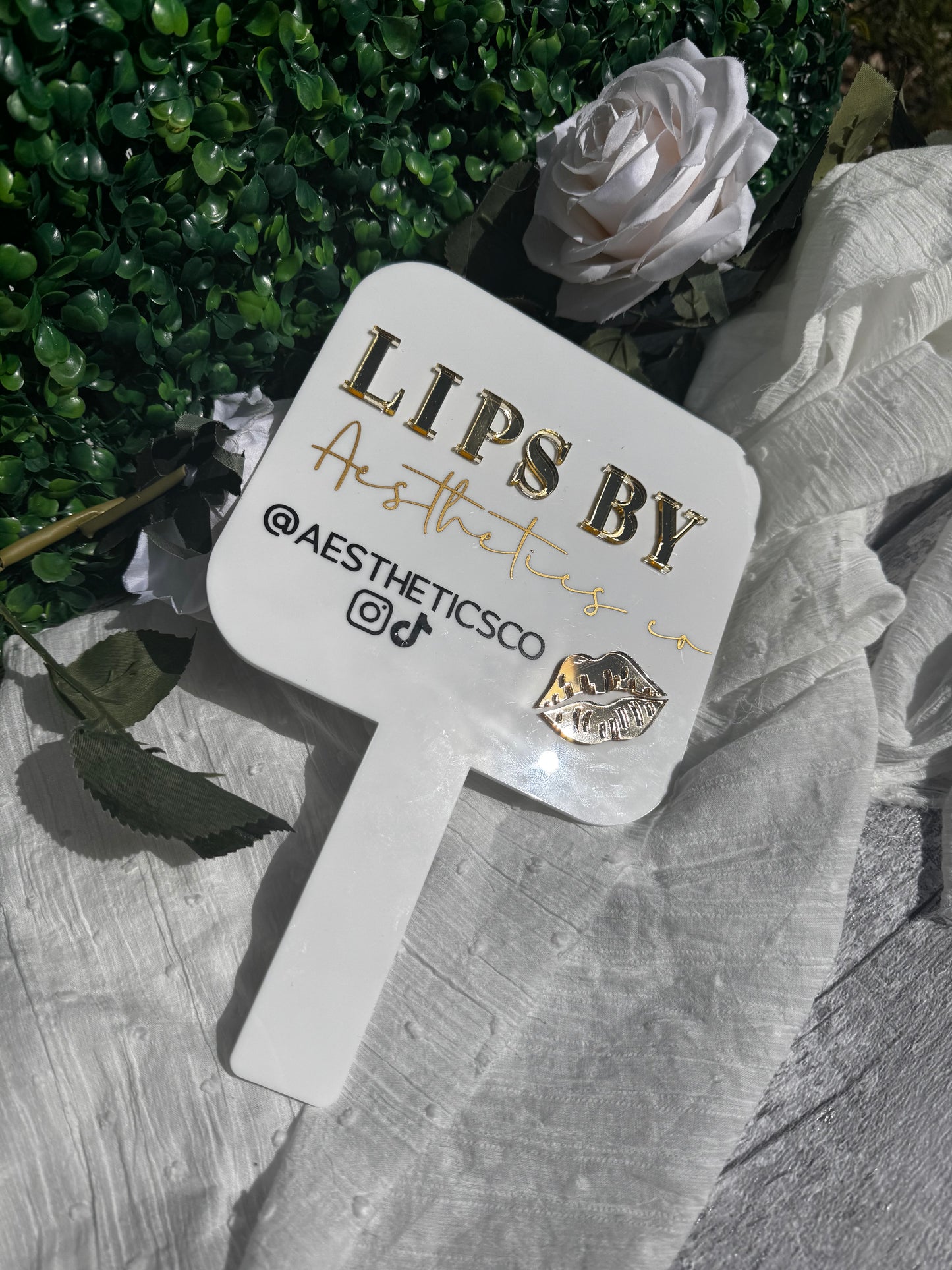 square personalised handheld beauty mirror, Lips by, Aesthetics