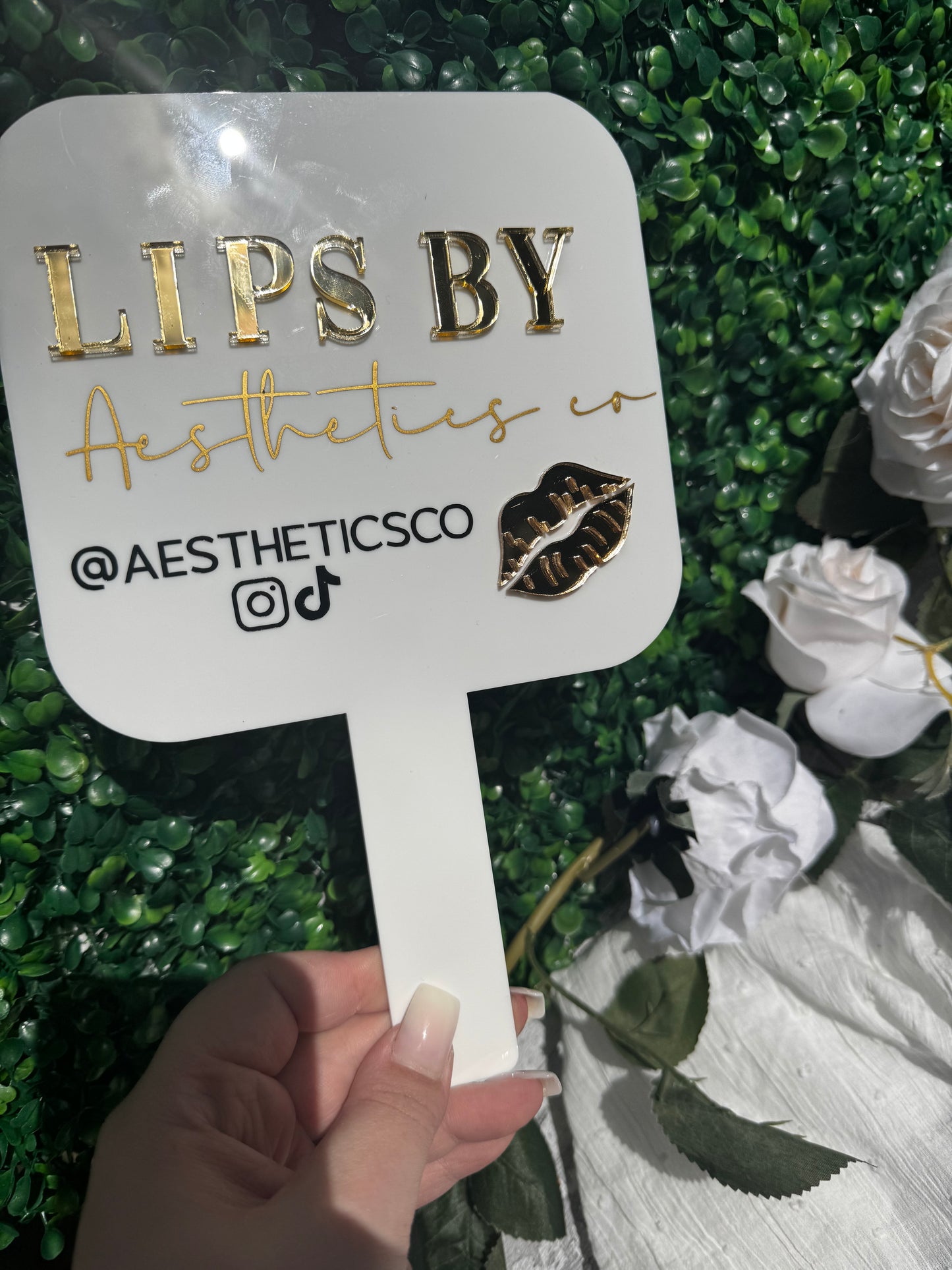 square personalised handheld beauty mirror, Lips by, Aesthetics