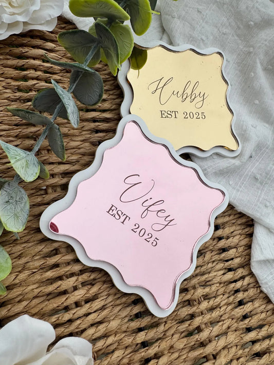 Personalised "Hubby & Wifey" Acrylic Coasters